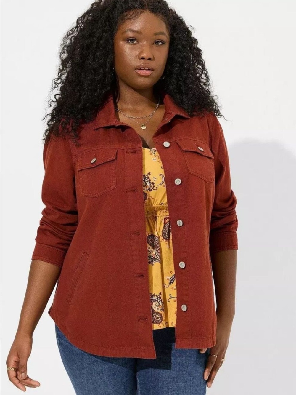 Torrid fired brick Shacket denim jacket 2X